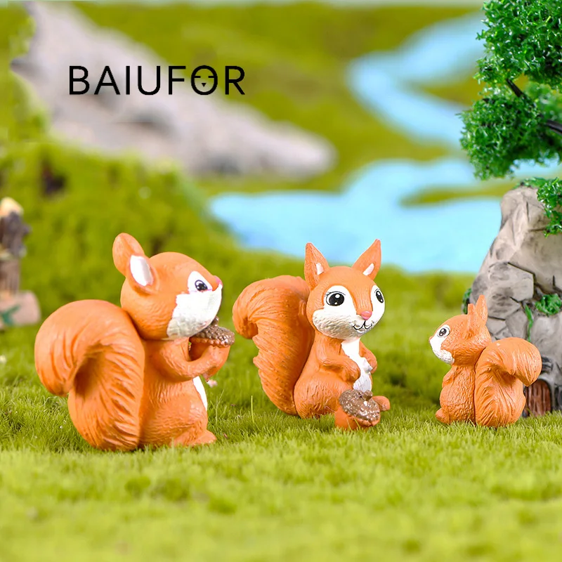 BAIUFOR животные миниатюрные лесные белки Семейные фигурки Сказочный Сад Miniaturas