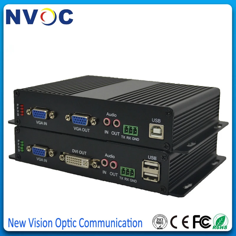 VGA KVM волоконно оптический конвертер USB мышь и клавиатура аудио удлинитель