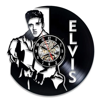 Type E New Horloge Murale Saat Elvis Presley Wall Clock Design For Vinyl Record The King Of Rock Clocks Watch Home Decor 12 Inch - Цвет: Type E