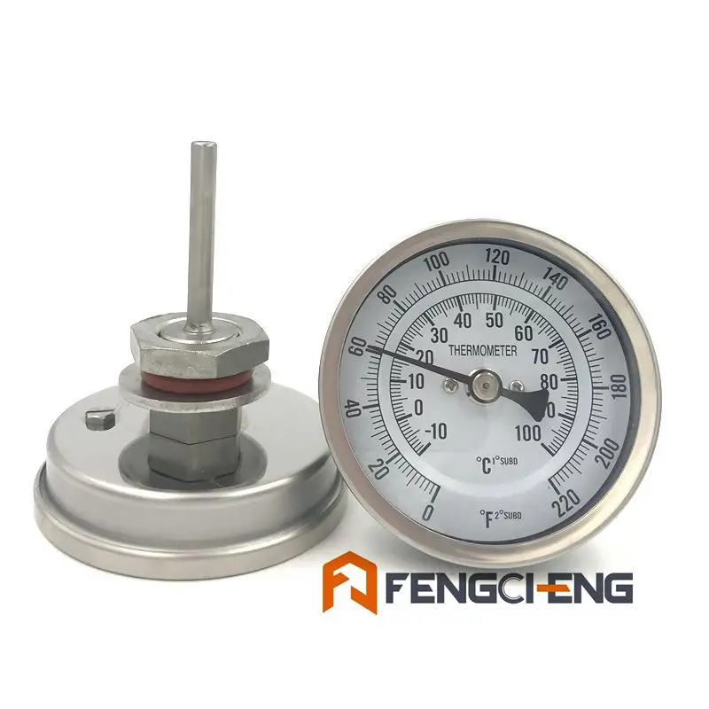 2.5 inch probe Бесшовный биметаллический термометр набор " лицо 1/2" MNPT, 0~ 220F градусов чайник для домашнего заваривания - Цвет: 2.5 inch probe