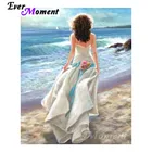 Алмазная мозаика Ever Moment Алмазная вышивка, девушка, вид сзади на побережье, квадратные сверла, произведение искусства, украшение для дома ASF1204