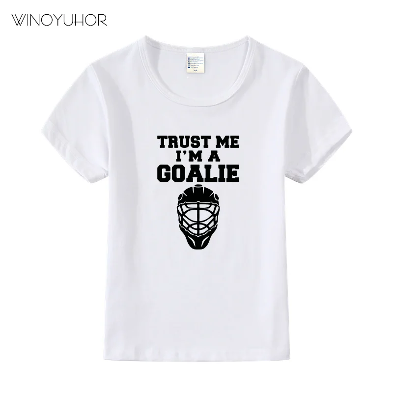 Футболка детская с забавным принтом надпись Trust Me I'm A Goalie рубашка для мальчиков