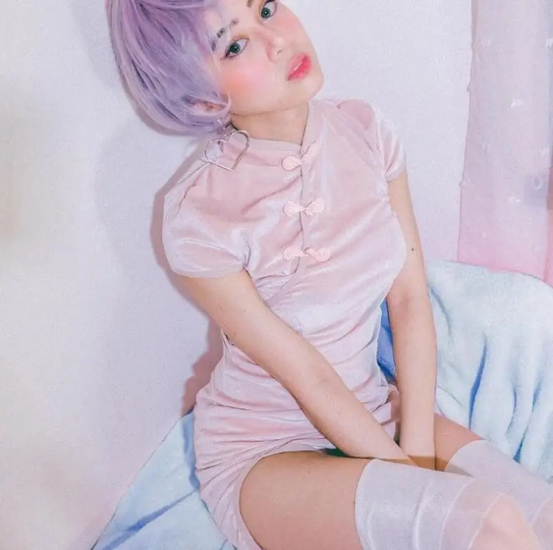 Платье-Ципао в китайском стиле с воротником-стойкой и коротким рукавом |