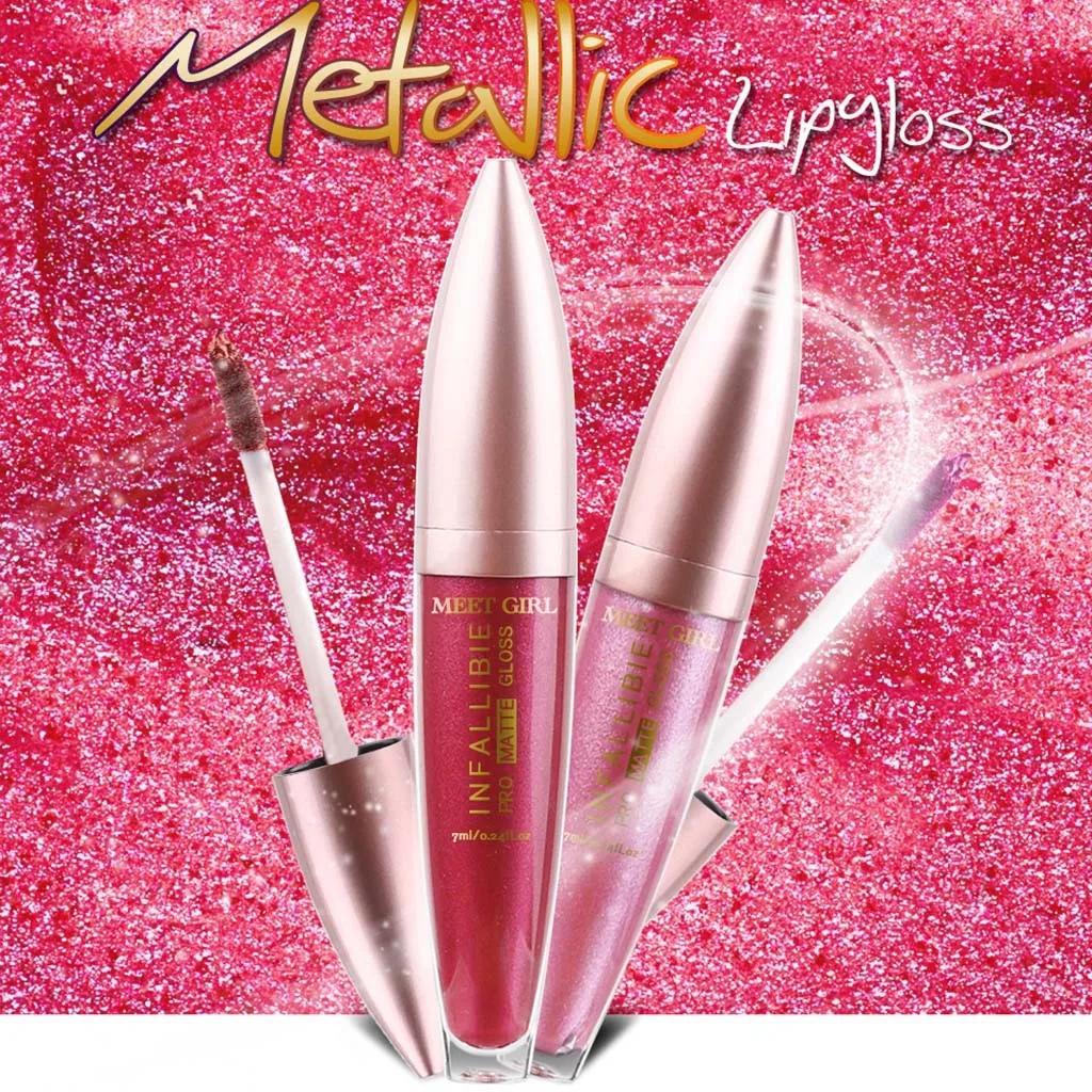 12 цветов Блеск для губ стойкая водостойкая влагостойкая Глянцевая металлическая