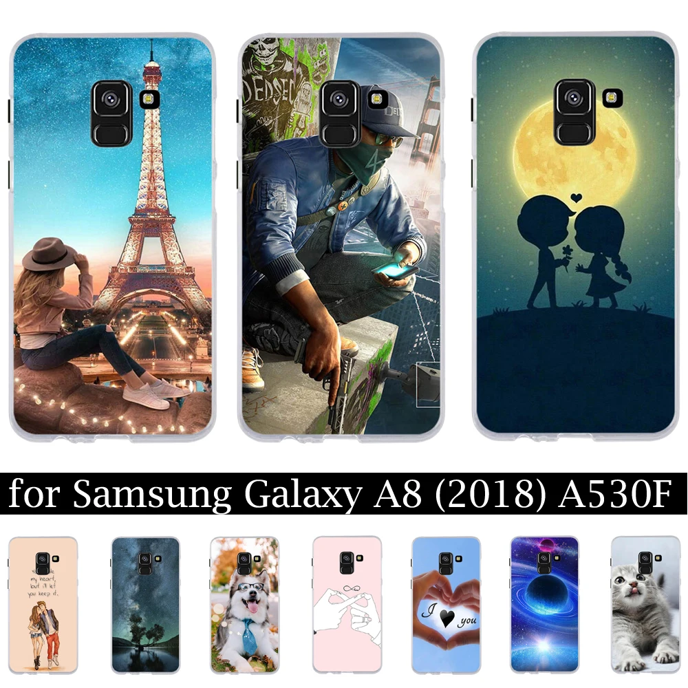 Новый окрашенный Мягкий силиконовый чехол для Samsung Galaxy A8 2018 A530 A530F телефона задняя