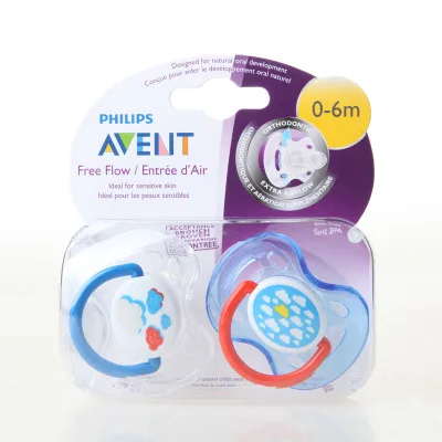 Avent пустышки без BPA Avent Ортодонтическая пустышка Avent Freeflow Силиконовые Пустышки 0-6 месяцев 2/упаковка - Цвет: Белый