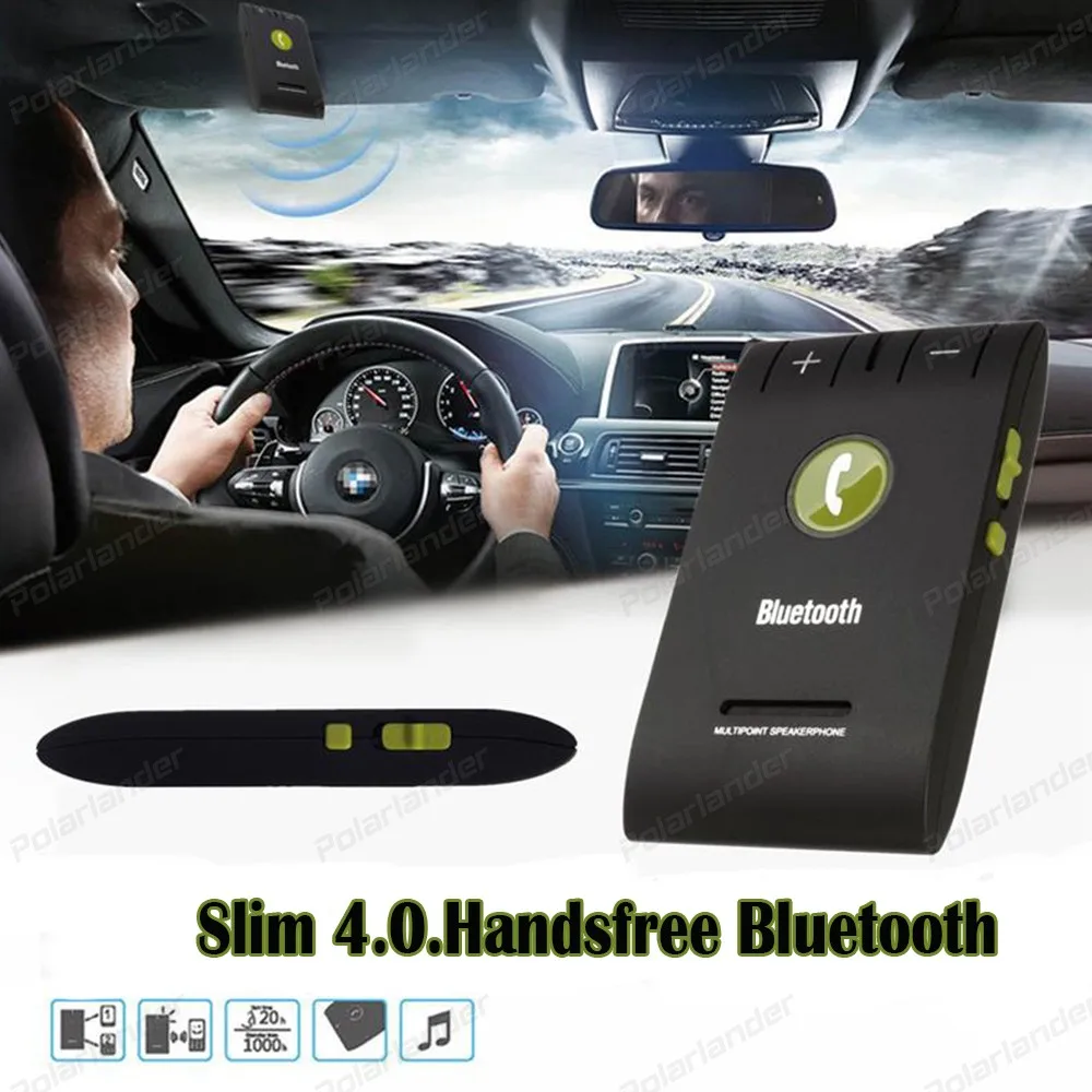 

Slim 4.0. Handsfree mini car-styling Bluetooth sun visor For Universal Phone with Car Charger MP3 Player Plastic