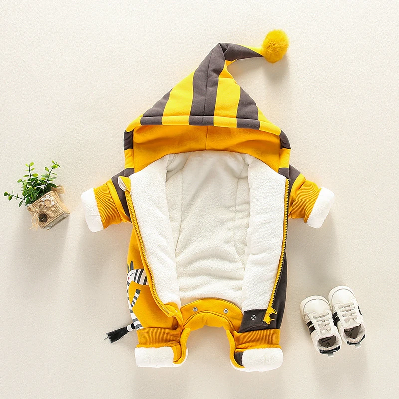 Модный детский зимний комбинезон Одежда для новорожденных девочек и мальчиков