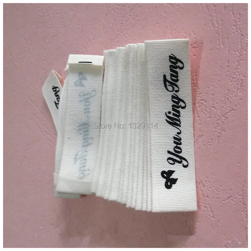 Заказной ваше имя конец сложить хлопок бежевый одежды печатных тканые этикетки