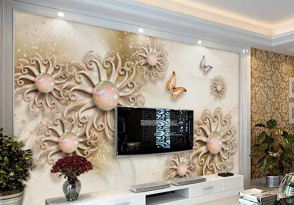 Красивые роскошные стереоскопические 3d обои для гостиной спальни диван ТВ фон