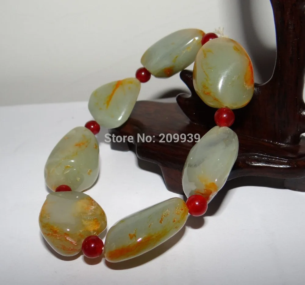 N690 китайская природа Хэтянь нефритовый сырой нефрит мужские бусы hot7) Браслеты |