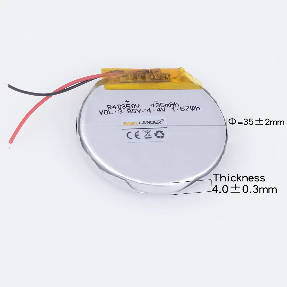 R40350 403535 3 85 V 435mAh перезаряжаемый литий полимерный Круглый Аккумулятор для умных