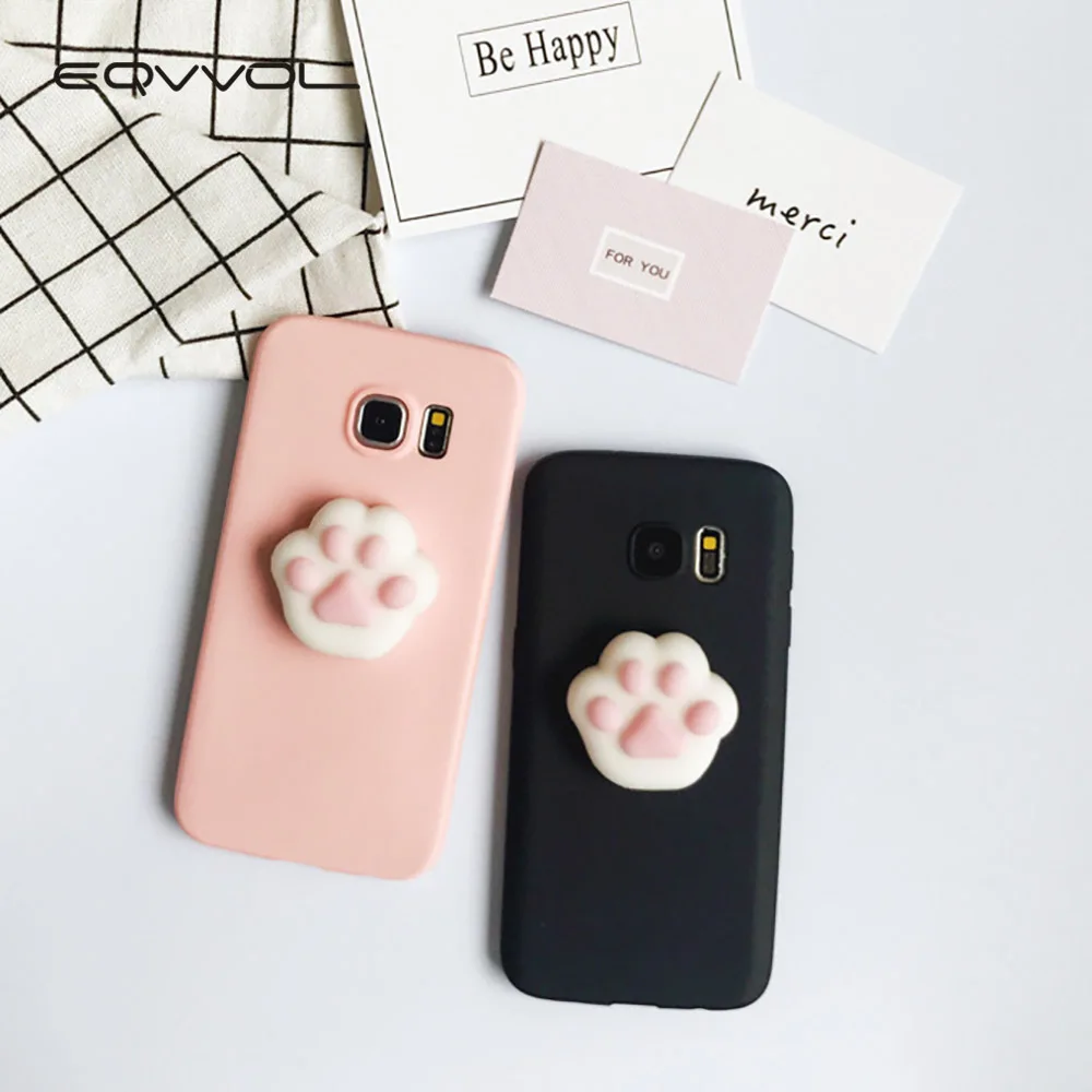 Eqvvol 3D Squishy Cute Cat Phone Case For Samsung Galaxy S9 S8 Plus S7 S6 Edge S5 Note 8 5 4 j5 J7 Cases Stress Reliever Cover |
