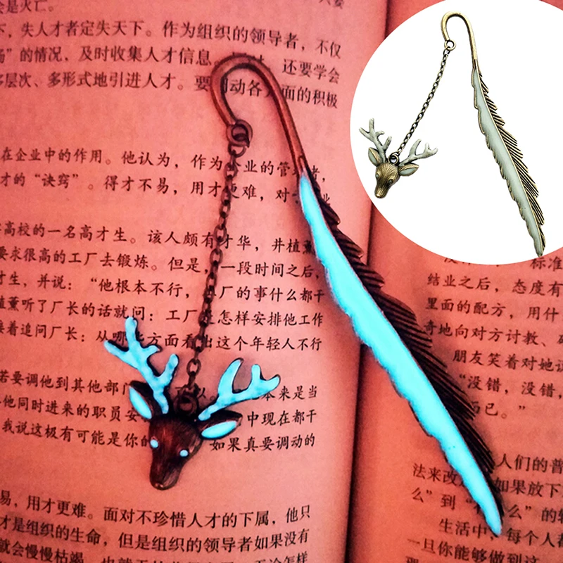 Закладка головы оленя-перо светящаяся этикетка для чтения светится в темноте