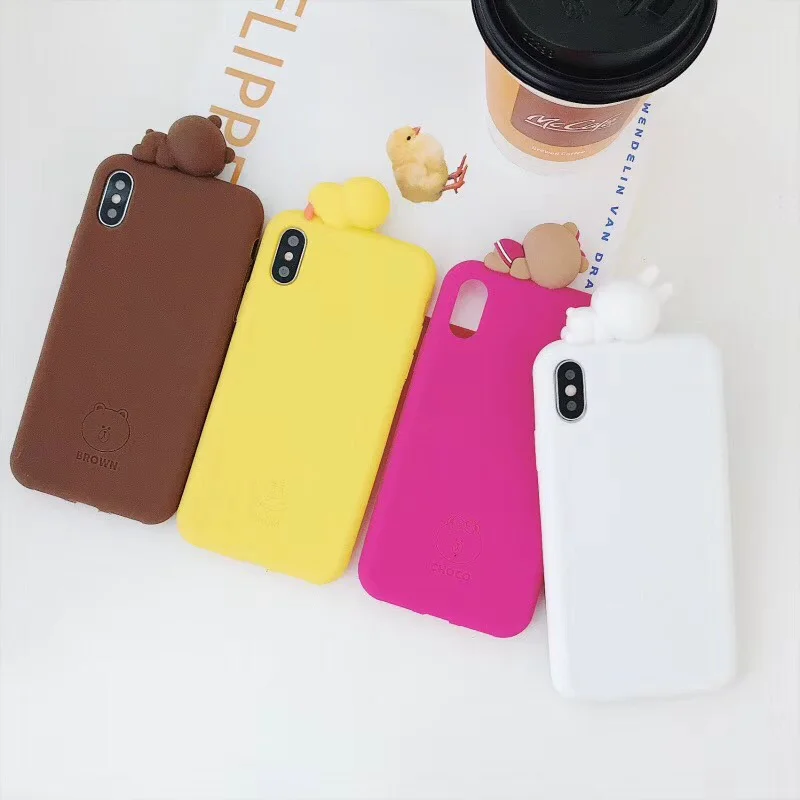 3D милый мультяшный спящий кролик цыпленок чехол для телефона для iPhone 6 6s 7 8 Plus X XR XS Max Мягкая силиконовая задняя крышка сумка Coque Funda