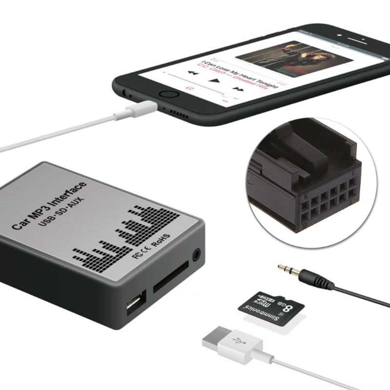 OOTDTY USB SD AUX Автомобильный MP3 музыкальный адаптер для замены CD аудио Peugeot 307 407 Citroen C4
