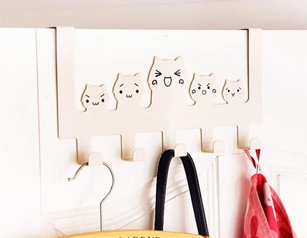 Кошка настенный крюк Декоративная вешалка на дверь белый черный кухонный сумки