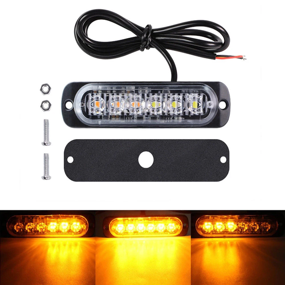 10 шт. Янтарный 6LED аварийный Предупреждение со стробоскопической вспышкой