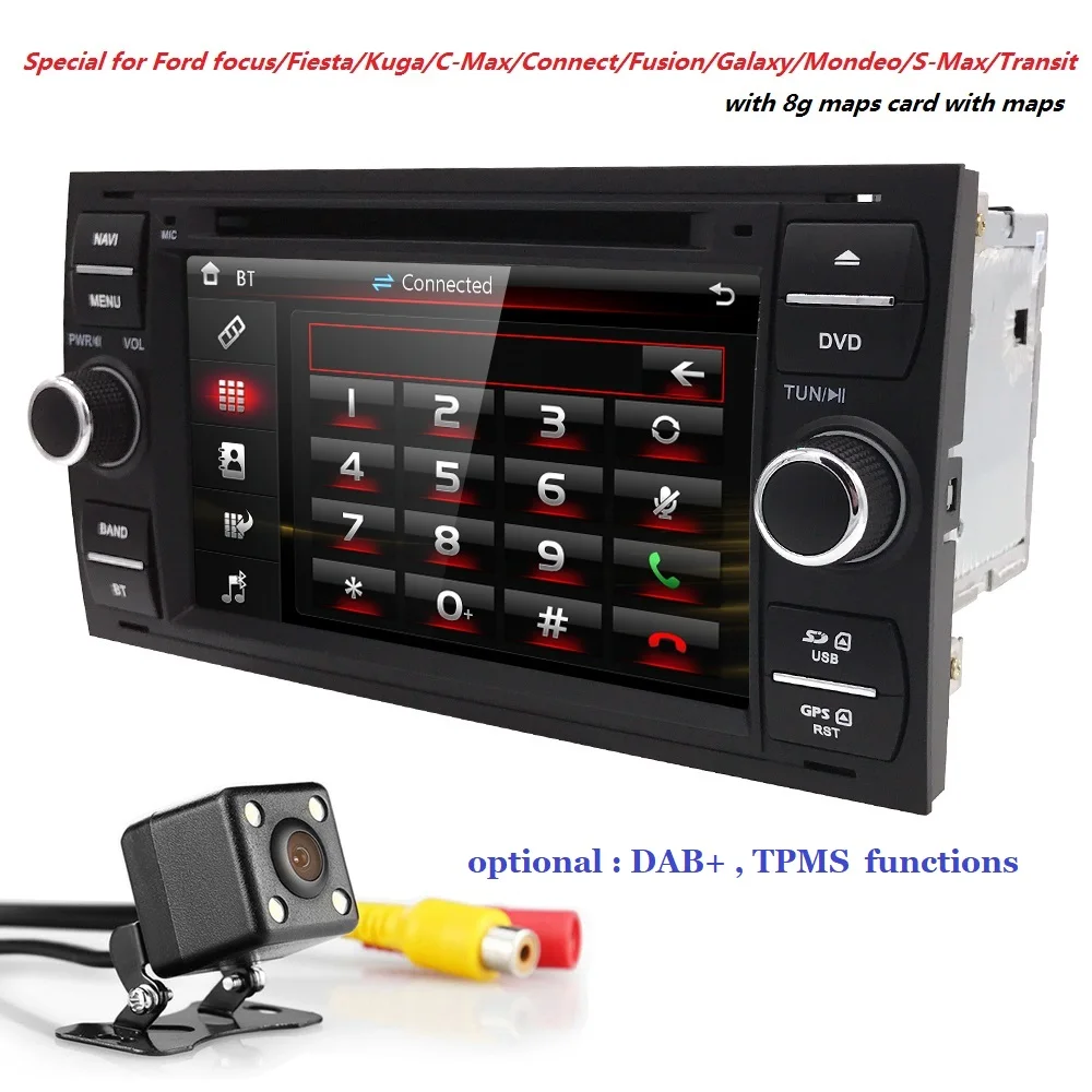 2din 7 inchемкостный сенсорный экран DVD плеер автомобиля для Ford Focus Kuga Transit 3g Bluetooth