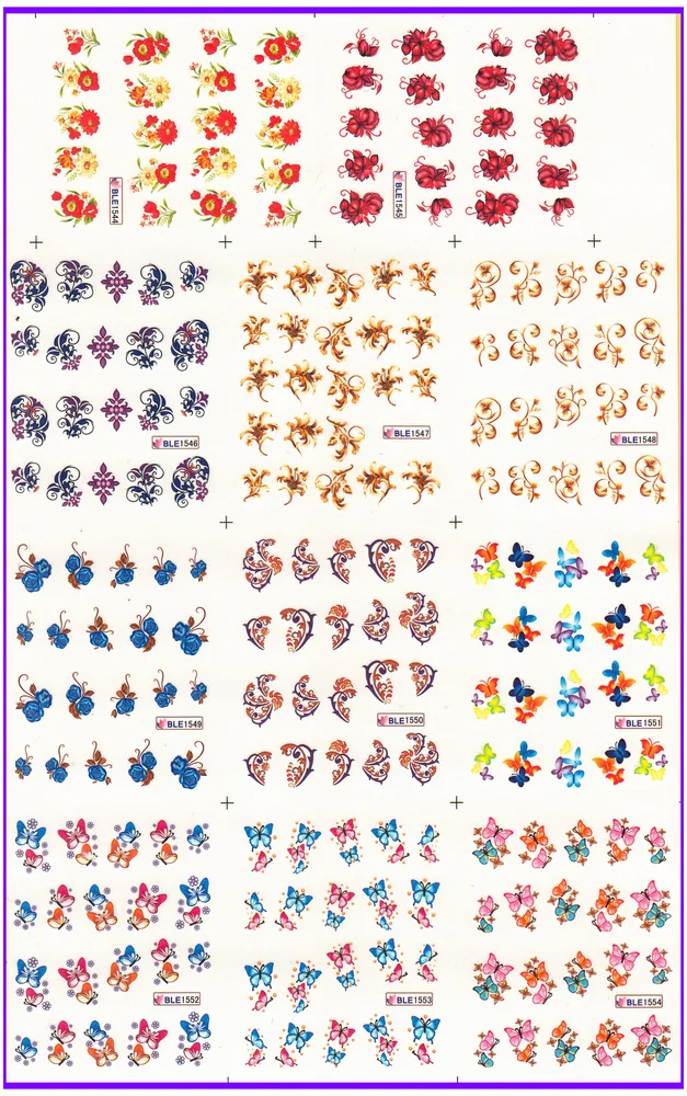 

11 PACK/ LOT WATER DECAL NAIL ART NAIL STICKER FLOWER BUTTERFLY BLE1544-1554
