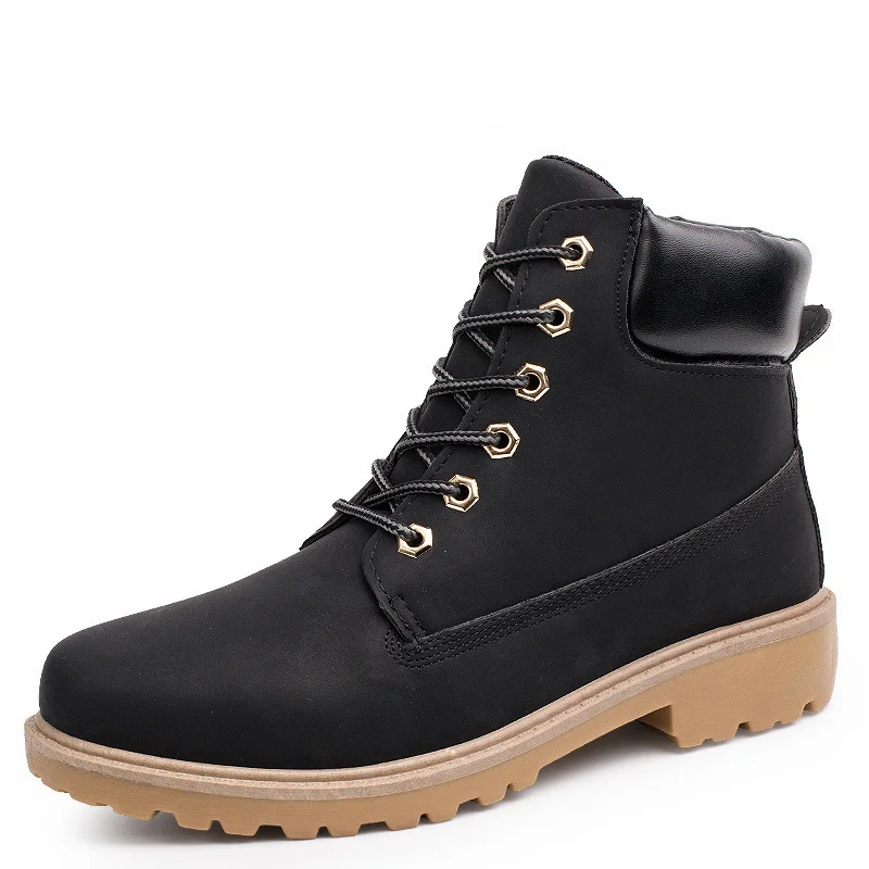 Black Boots Модные мужские ботинки; сезон осень-зима; кожаные ботинки; мужские уличные Водонепроницаемые зимние ботинки; резиновые полусапоги для отдыха; Мужская обувь в стиле ретро - Цвет: Black Boots