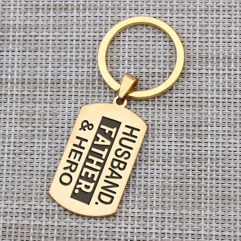 Gift Key Chain To Husband Hand Stamped Men's Jewelry Father's Day Hero Birthday Anniversary Souvenir Keyring | Украшения и