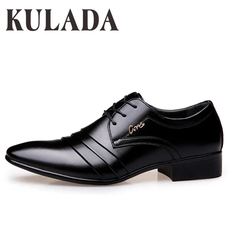 KULADA 2019 Мужская деловая обувь Высокое качество Оксфорд Элитный бренд на шнуровке