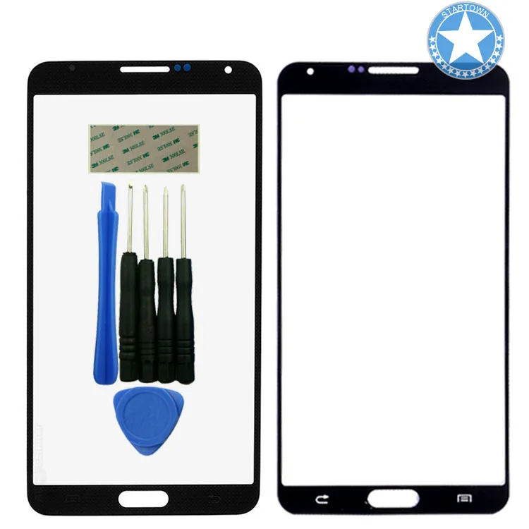Черная передняя внешняя стеклянная линза Замена экрана для Samsung Galaxy Note 3 III N9000 N9002