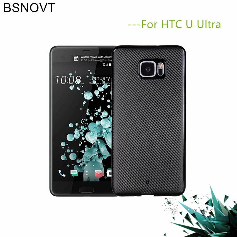 sFor HTC U Ultra Cover For Ocean Note Case Soft Carbon fiber Slim TPU Phone Ultra{ |