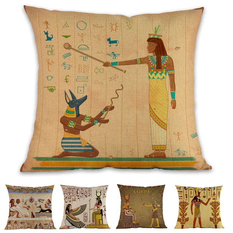 

Ancient Egypt Culture Hieroglyphics Pharaoh Sphinx Pyramid Mummies Pillow Case Home History lovers Sofa Decoration Cushion Cover