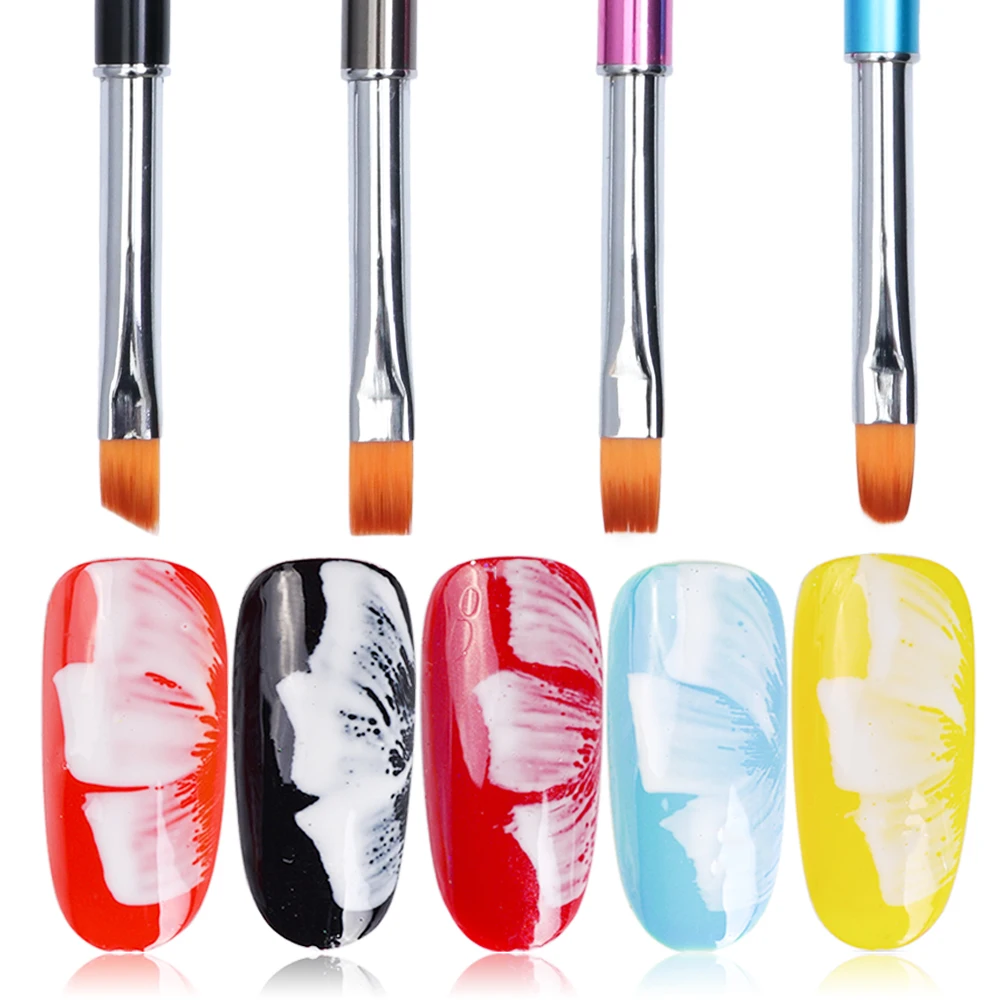 Nail Brushes Drawing Painting UV Gel Polish Flower Line Fan Flat Top Pen Builder DIY Decoration Manicure Tools Access JIP06|Кисти для
