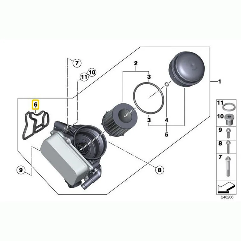 Прокладка корпуса масляного фильтра двигателя для BMW F30 F10 F11 X1 X3 Z4 328i 520i 528i