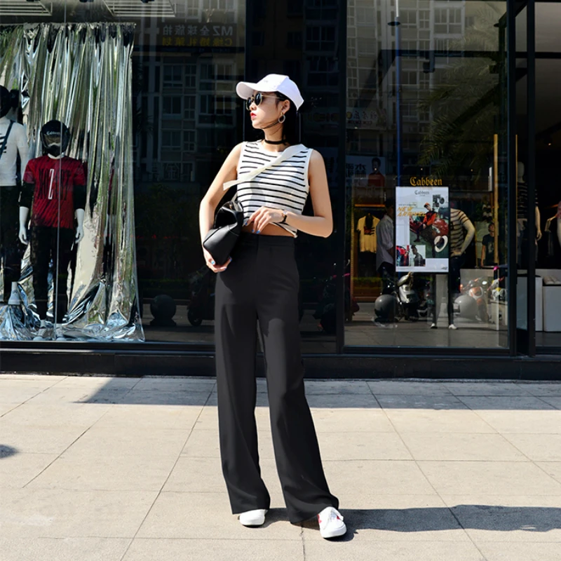 Женские брюки с высокой талией свободные повседневные большого размера