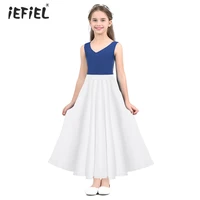 iefiel kids girls long maxi skirt for performance lightweight soft smooth spirit praise dance skirt pleated formal girls skirts