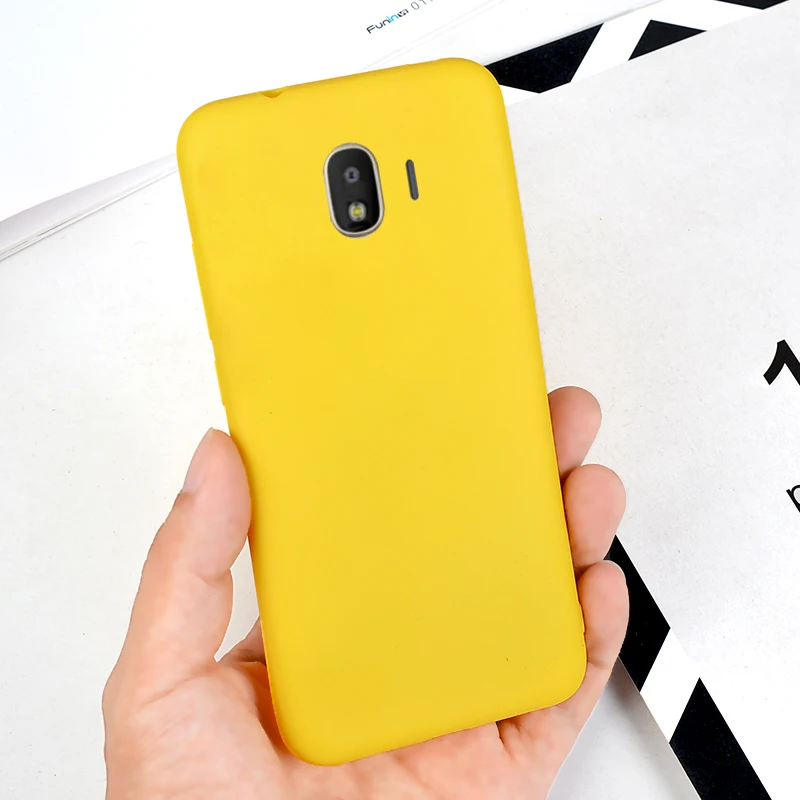 Желтый матовый Силиконовый чехол для samsung Galaxy J3 J4 J6 J7 дуэт Макс Плюс J2 Pro 2018 конфеты