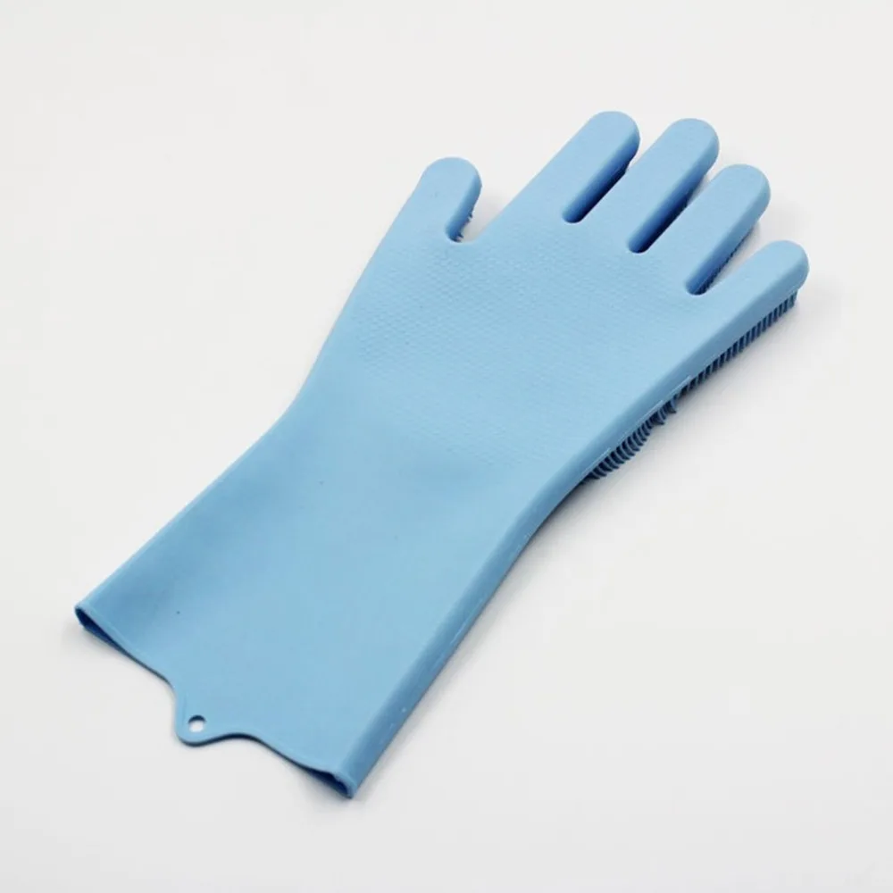 Силиконовые перчатки для мытья посуды с чистящей щеткой кухни домашние