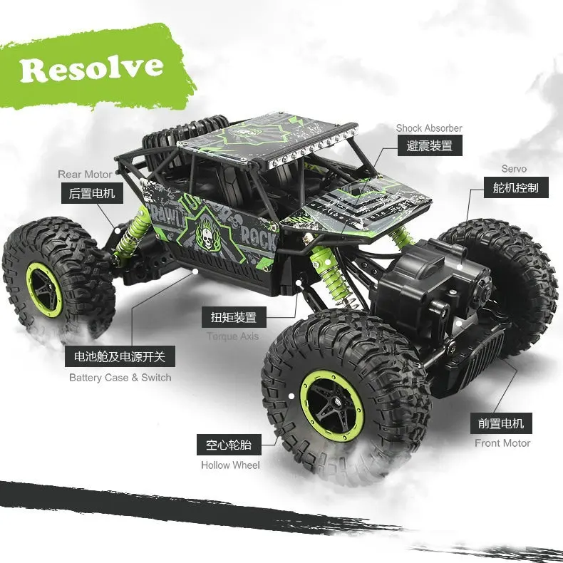 1:18 игрушечный Радиоуправляемый автомобиль 2 4G 4WD Rock Crawlers 4 Driving Car Double Motors Drive Big Foot