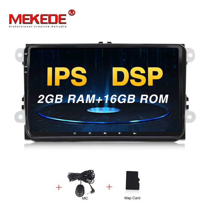 Mekede PX30 DSP+ ips android 9,0 автомобильный мультимедийный плеер навигация gps DVD для VW/Golf/Tiguan/Skoda/Fabia/Rapid/Seat/Leon wifi BT - Цвет: Standard model