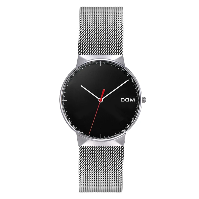 Женские часы DOM Brand Black Простые Модные кварцевые женские розовое золото тонкие