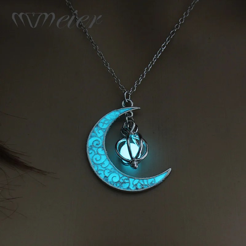 MMEIER Hollow Luminous Moon Pendant Necklace Little pumpkin Halloween Glow In the Dark for Women Jewelry Gift 2019 new | Украшения и