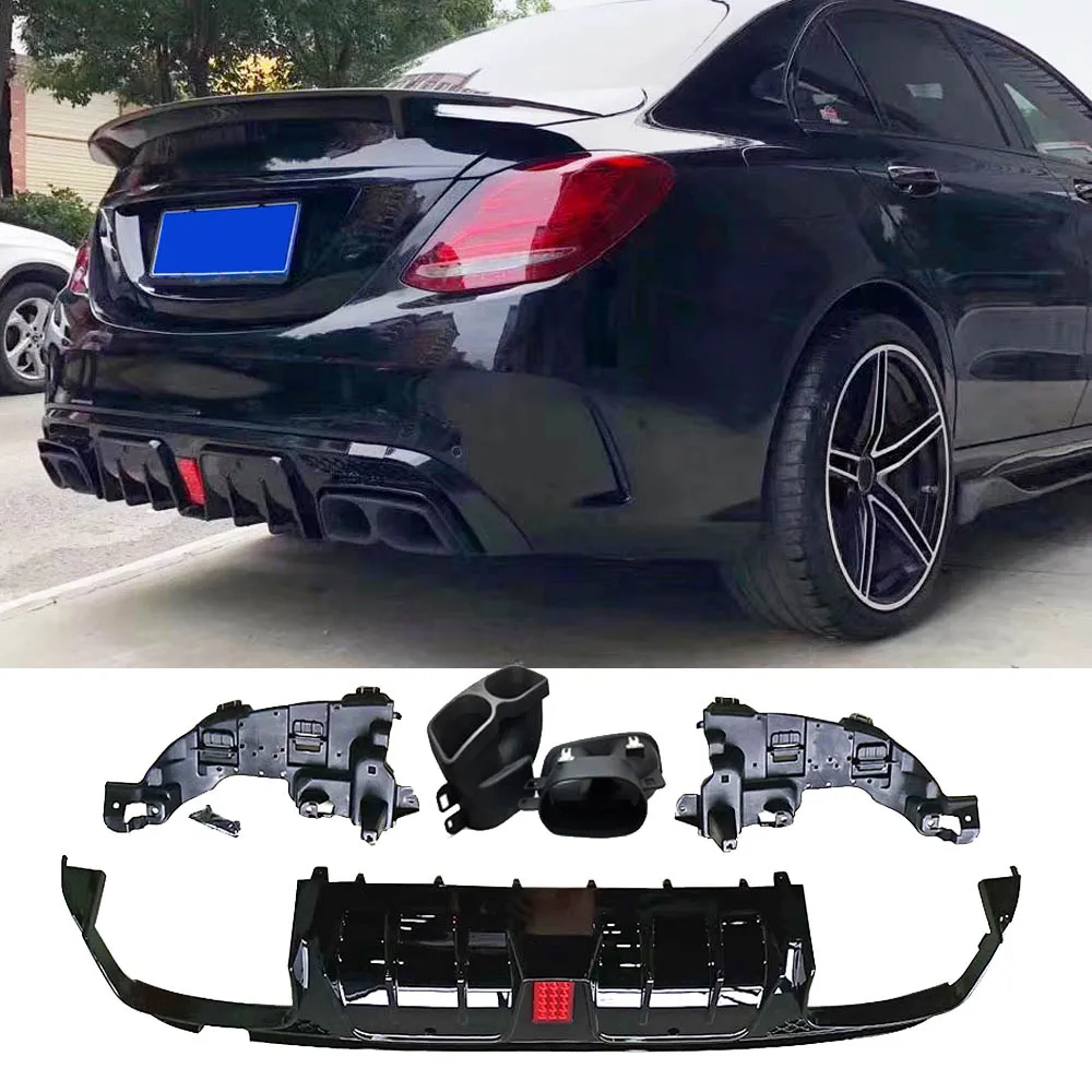 Диффузор заднего бампера с выхлопными наконечниками для mercedes benz C Class W205 C200 C250 C300
