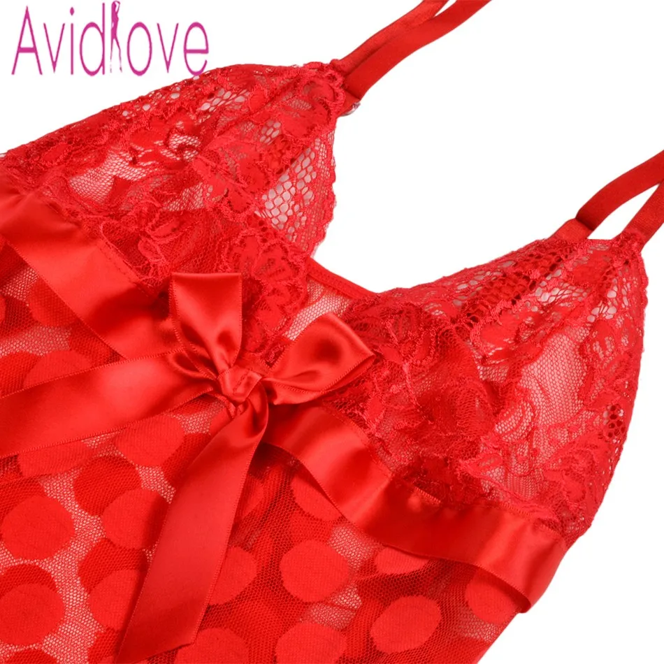 Avidlove женское сексуальное платье для сна Babydoll кружевное нижнее белье в горошек