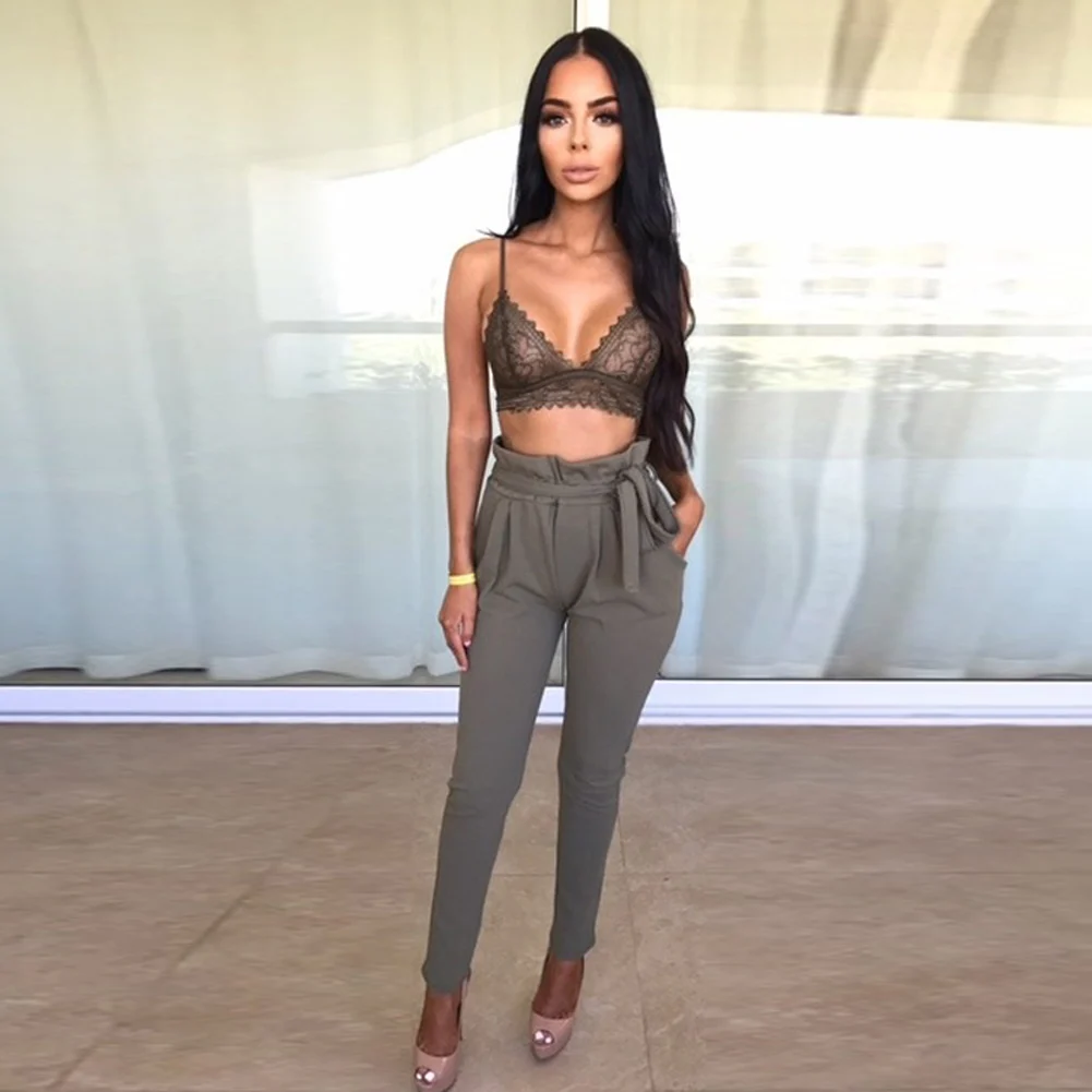 Осенние женские шаровары OL с высокой талией милые повседневные офисные брюки