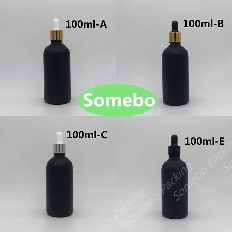 Бесплатная доставка 10 шт 100 мл матовая черная стеклянная капельница бутылка