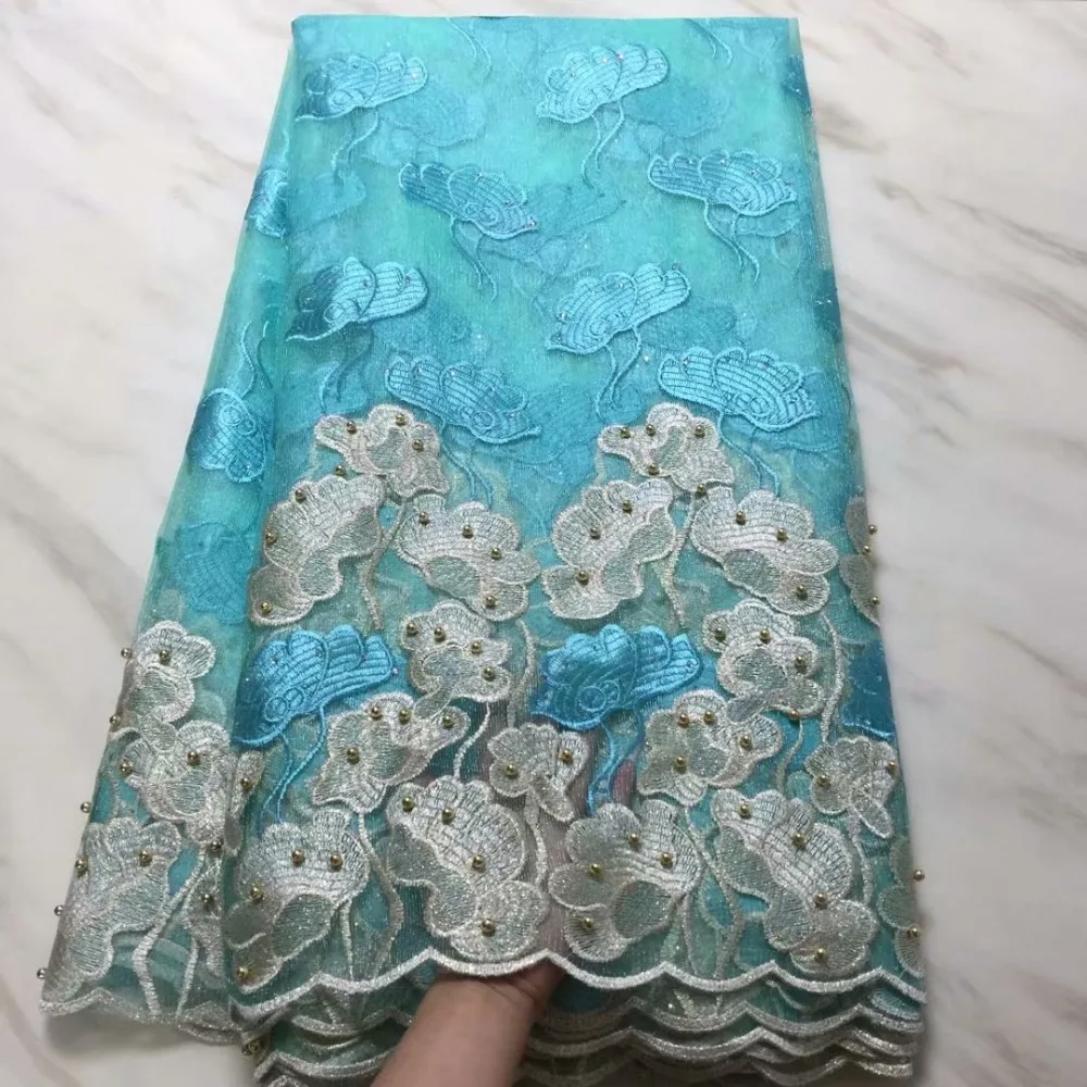 High-end luxury embroidery tulle high quality Nigeria French net lace Russian African fabric wedding evening dress 5 yards | Дом и сад