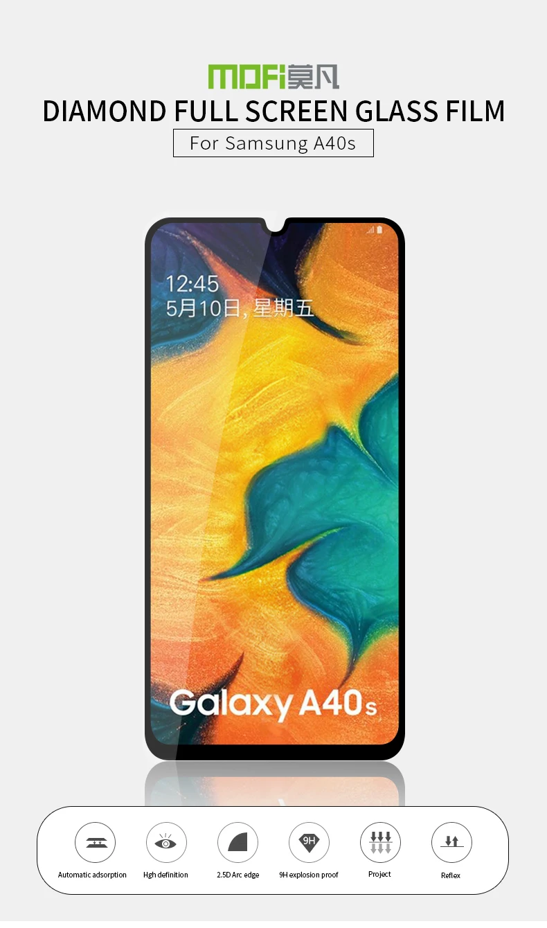 MOFI 9 H полное покрытие из закаленного стекла Защитная пленка для экрана для samsung Galaxy A40s закаленное стекло