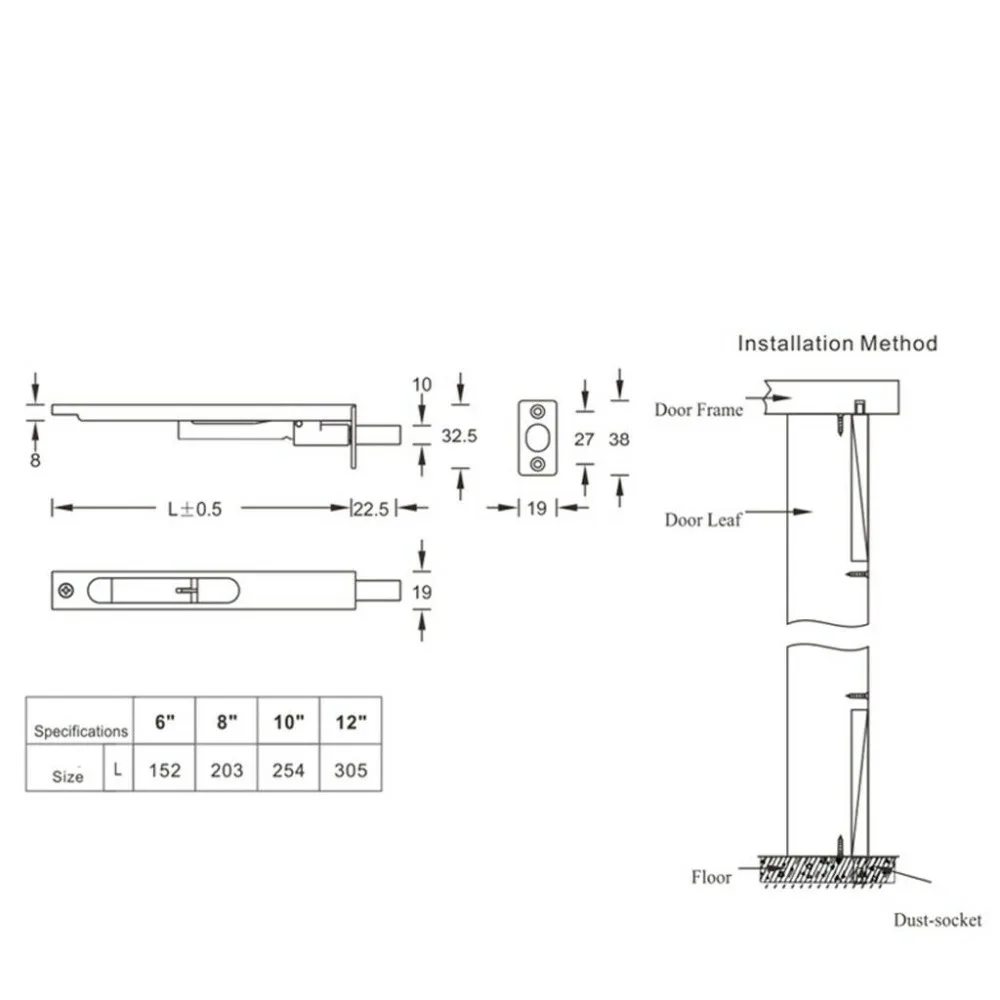Heavy Duty Alloy Security Barrel Slide Bolt Door Lock 152mm House Restore | Locks