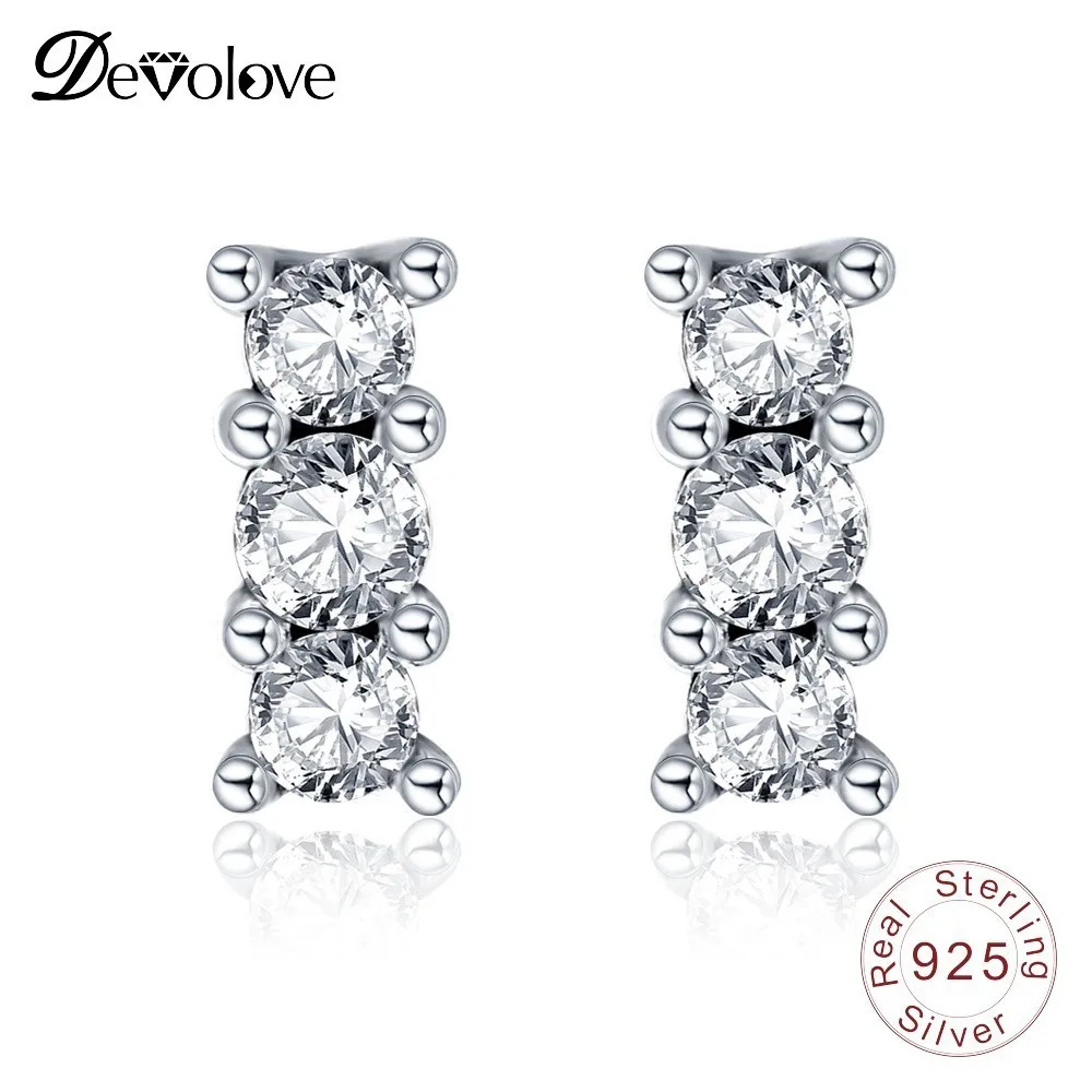 Develove 100% 925 Sterling Silver Stud Earrings Women Engagement Jewelry Brincos Wholesale PSER0072-B Dropshipping | Украшения и