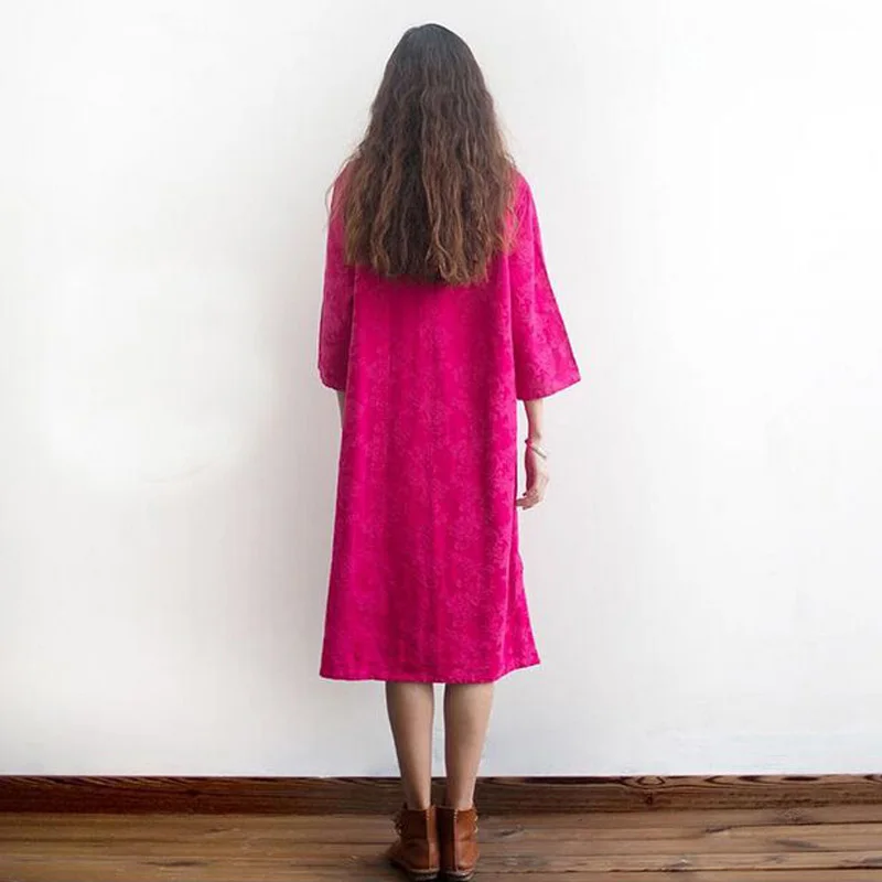 Однотонное Хлопковое платье весна-осень 2017 женское длинное Повседневное