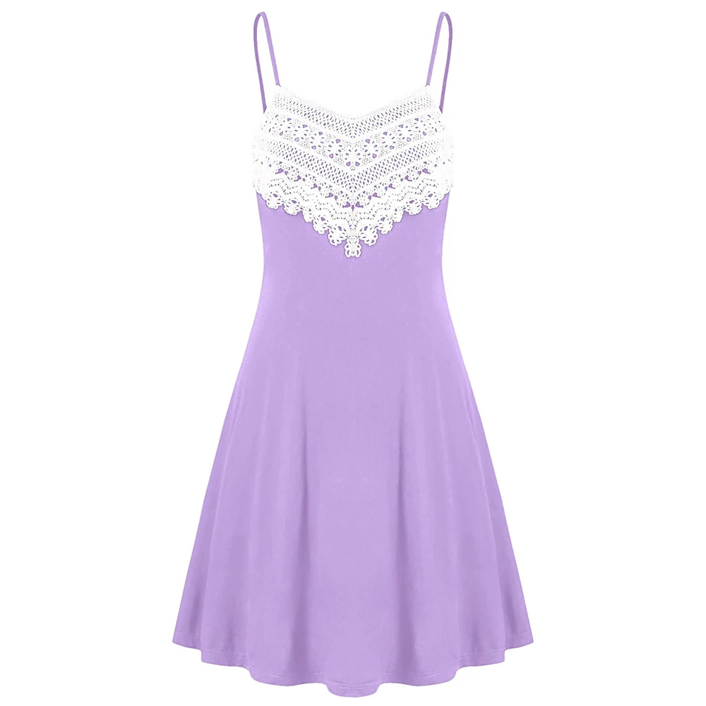 Женское платье без рукавов VESTLINDA Повседневное комбинация с кружевными